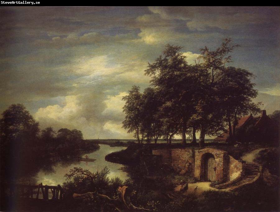 Jacob van Ruisdael River Landscape with the entrance of a Vault